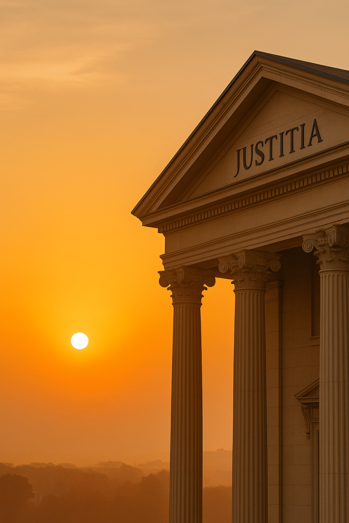 wschód słońca nad sądem